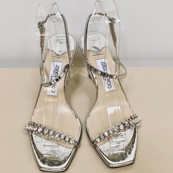 Jimmy Choo Off-White Meira 85 Heeled Slingback Heels / Sandals US7 - Picture 12 of 15